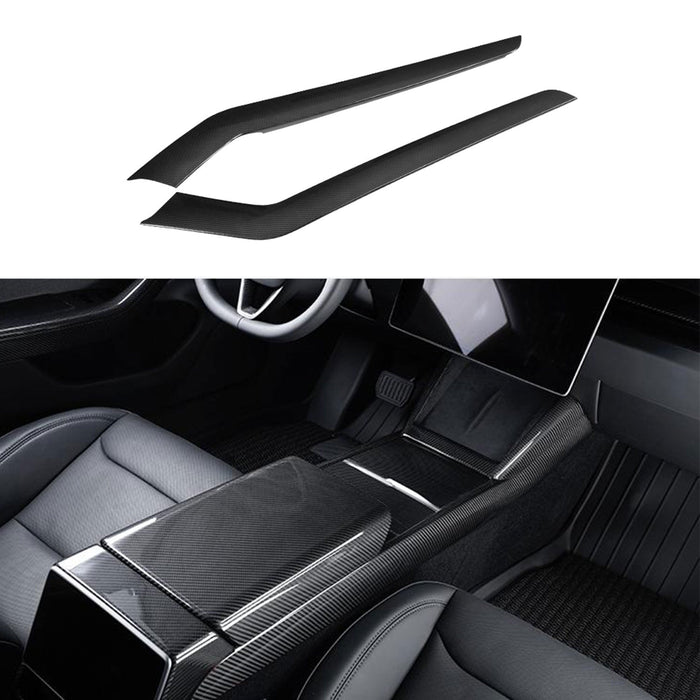Real Dry Carbon Fiber Center Console Side Panel Overlays for Model 3 Highland / Model Y Juniper(2 Pieces)