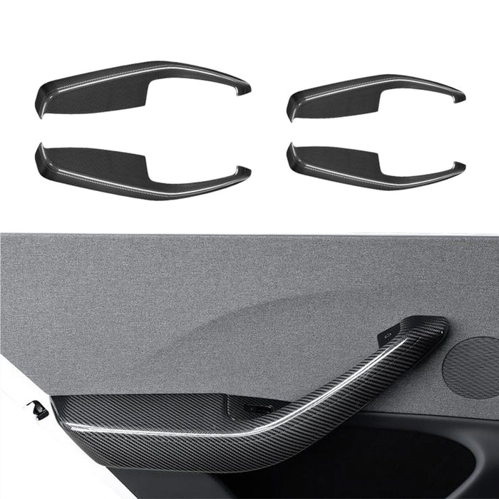 Real Dry Carbon Fiber Door Armrest Cover Overlays for Model 3 Highland
