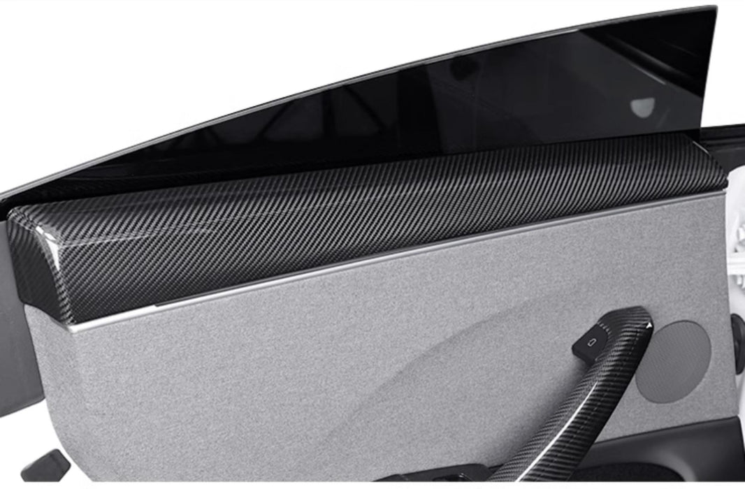 Real Dry Carbon Fiber Upper Door Trim Panel Overlay for Model 3 Highland / Model Y Juniper