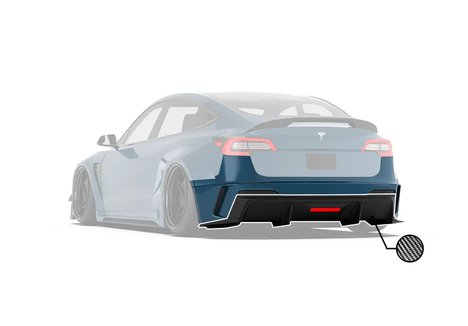 "Hacker"  Widebody Rear Bumper & Rear Diffuser For Tesla Model 3