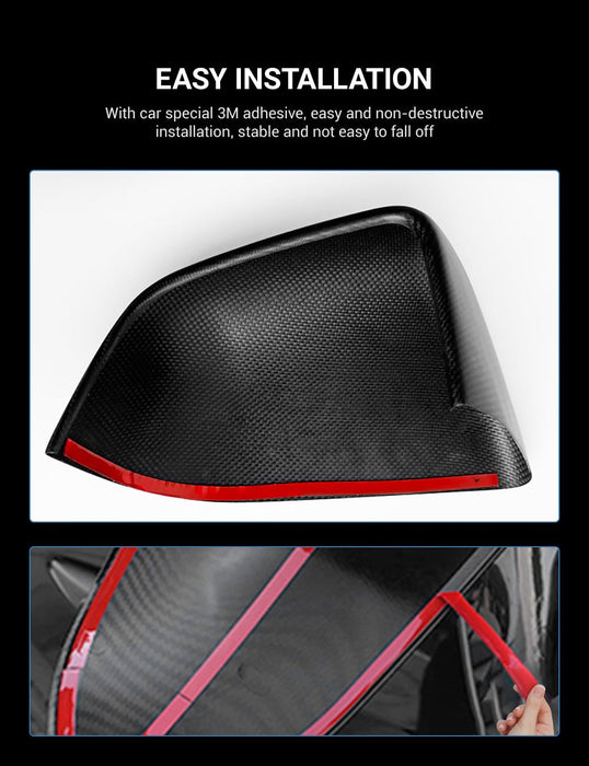 Side Mirror Cover OEM Style for Tesla Model X / S - Dry Carbon Fiber Exterior Mods