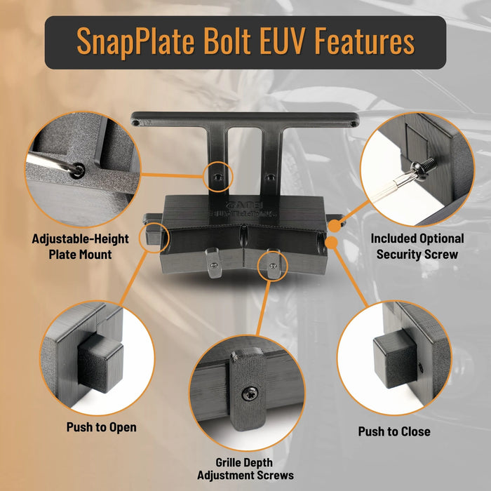 Chevrolet Bolt EUV SnapPlate No-Drill Front License Plate Holder