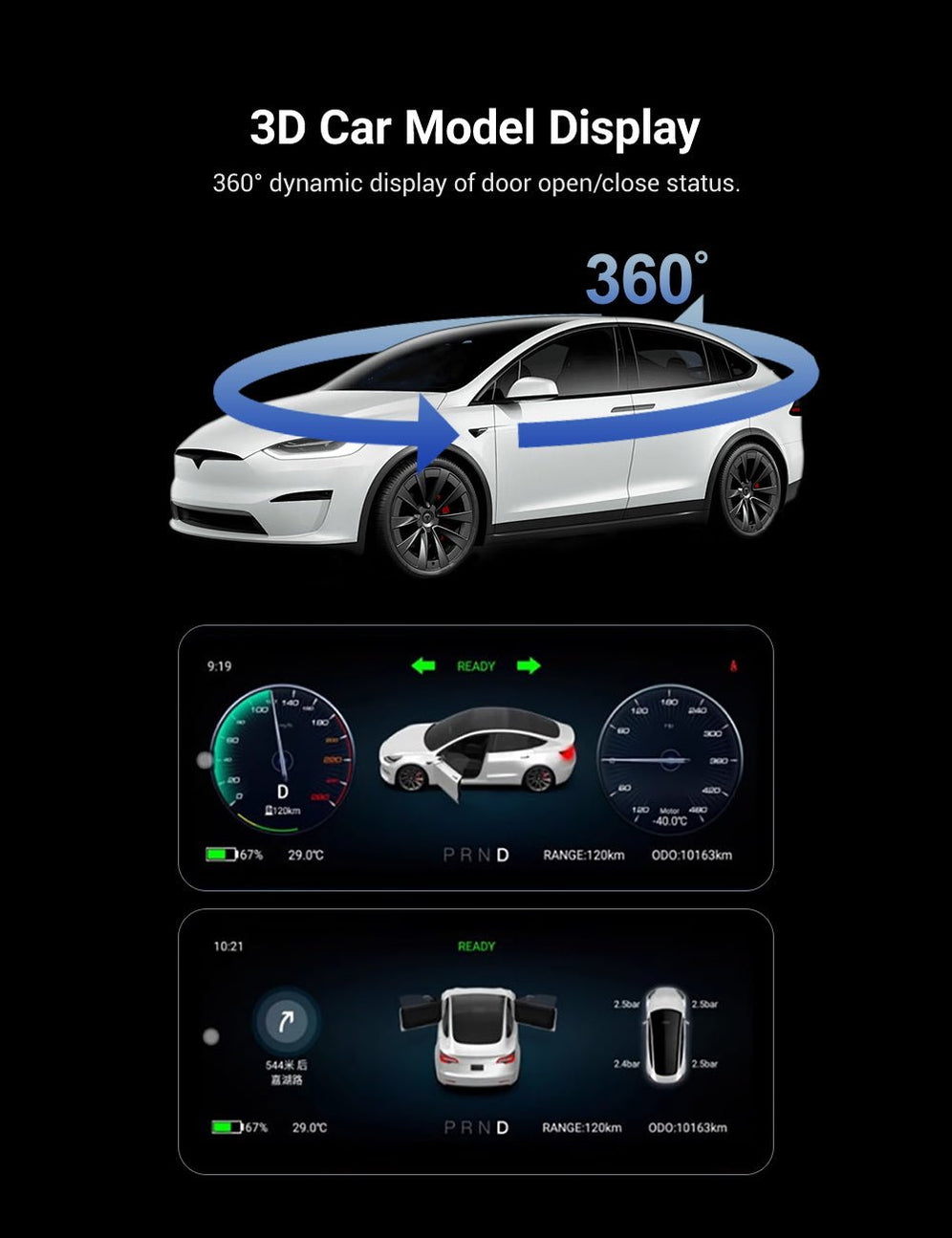 TESERY 10.25‘’ Android 4G Tesla Model 3 / Y Display LCD Instrument ...