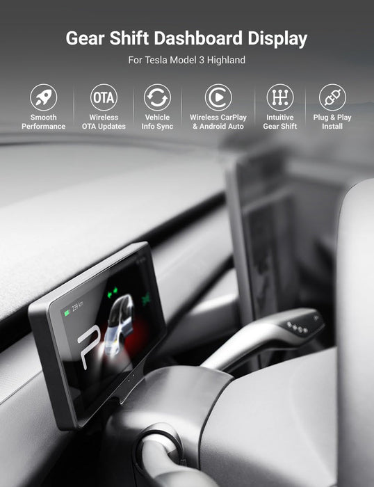 TESERY 7′′ Gear Shift Touch Screen Dashboard Display for Model 3 Highland / Model Y Juniper