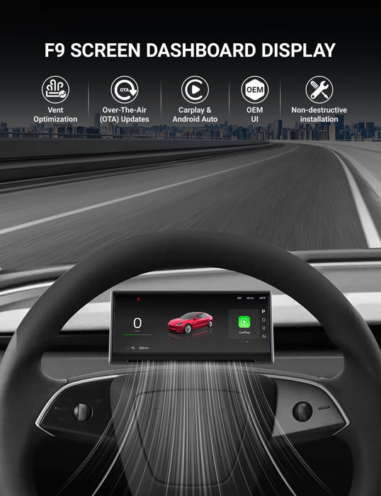 TESERY F9 Pro Screen Dashboard Display With Carplay & Android Auto for Model 3 / Model Y