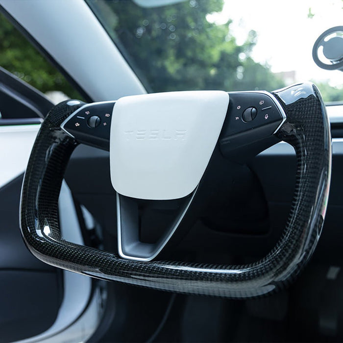 TESERY Full Carbon Fiber Yoke Steering Wheel for Model 3 Highland & Model Y Juniper