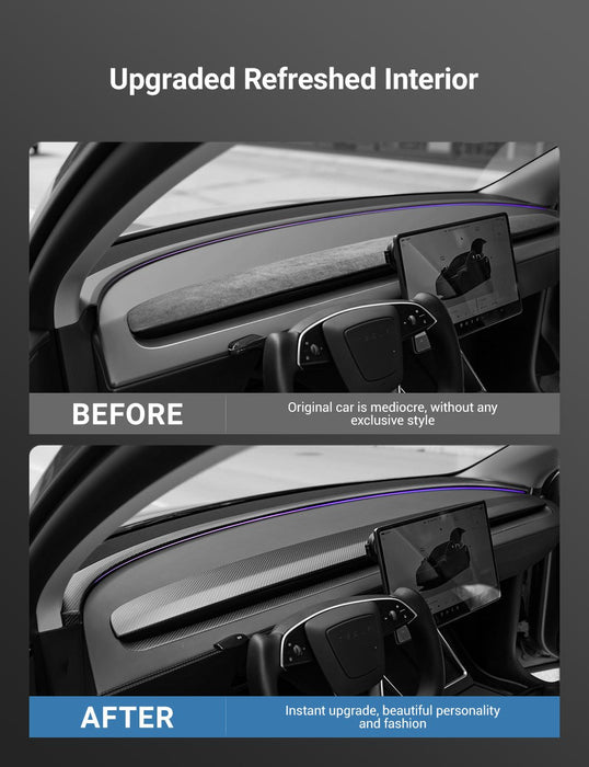TESERY Real Dry Carbon Fiber Dashboard Cover Overlay for Model 3 Highland / Model Y Juniper