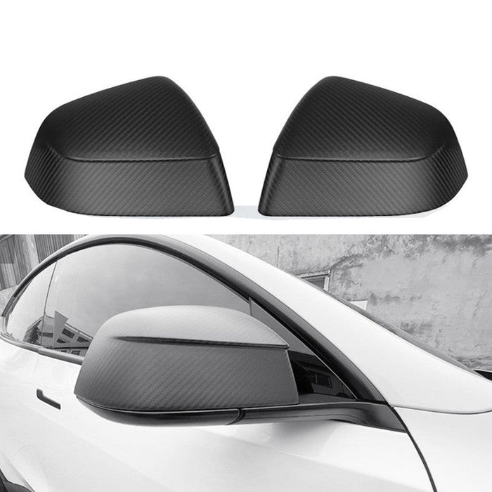 Carbon Fiber Mirror Covers for Model 3 / Y | Juniper Style | 3 Finishes | 3M Adhesive