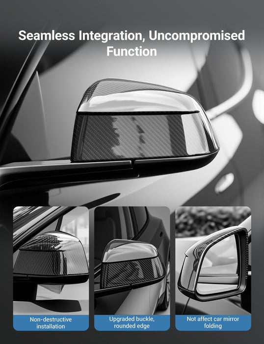 TESERY Side Mirror Cover for Model Y Juniper (OEM Style) - Dry Carbon Fiber Exterior Mods