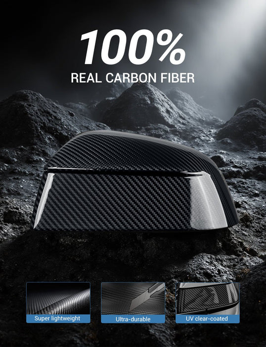 TESERY Side Mirror Cover for Model Y Juniper (OEM Style) - Dry Carbon Fiber Exterior Mods