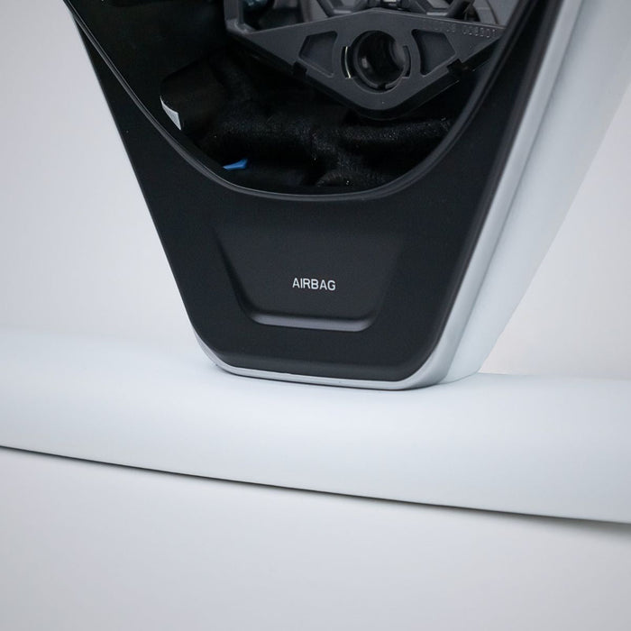 TESERY Yoke Plaid Steering Wheel for Tesla Model 3 / Y【White Leather】