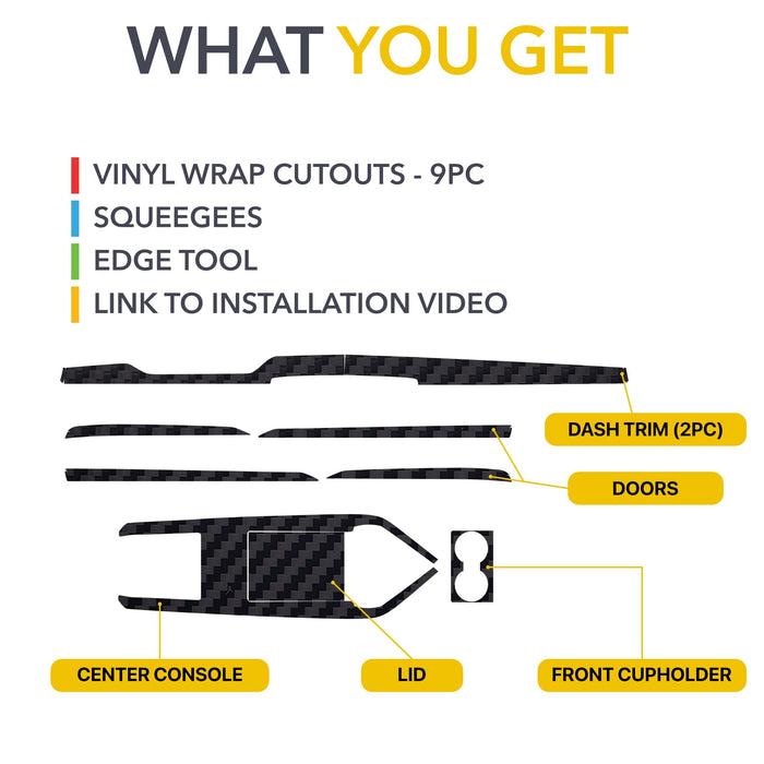 Interior Vinyl Wrap Kit | Tesla Model X 2021-2026 (Refresh)- Plaid Style Black Carbon Fiber