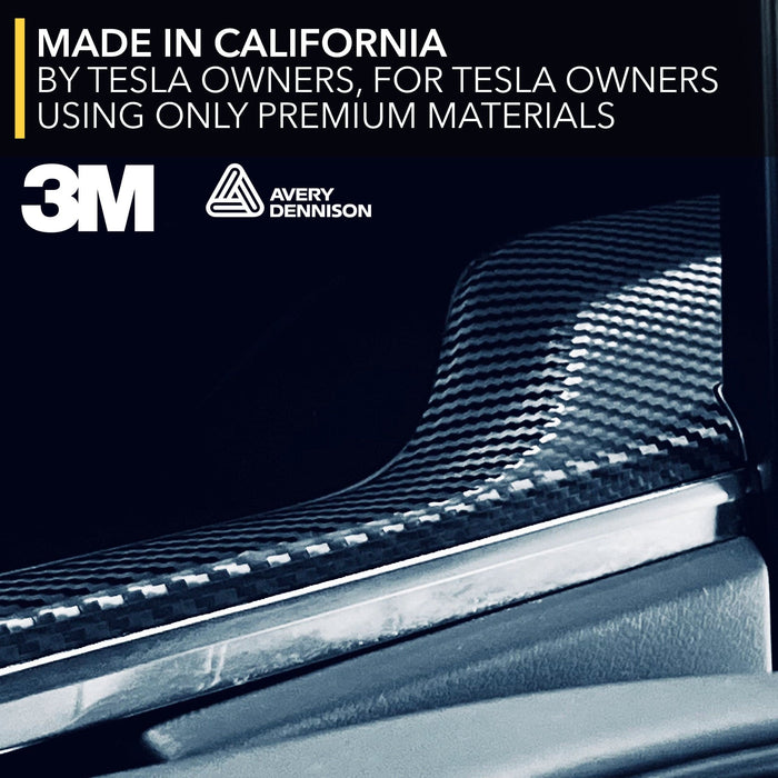 Interior Vinyl Wrap Kit | Tesla Model X 2021-2026 (Refresh)- Plaid Style Black Carbon Fiber