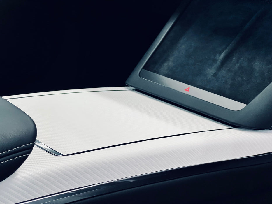 Interior Vinyl Wrap Kit | Tesla Model X 2021-2026 (Refresh)- Plaid Style Black Carbon Fiber