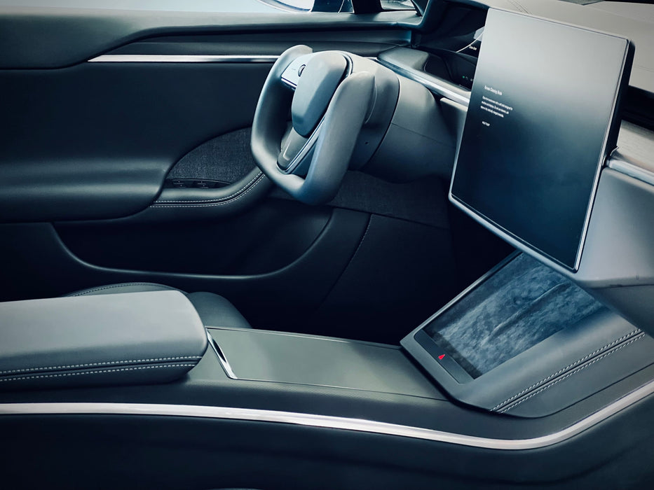 Interior Vinyl Wrap Kit | Tesla Model X 2021-2026 (Refresh)- Plaid Style Black Carbon Fiber