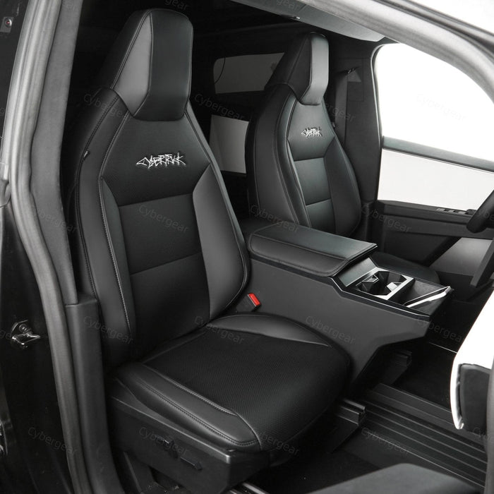 Tesla Cybertruck Seat Covers Leather Seat Protector Full Coverage(Black/White)