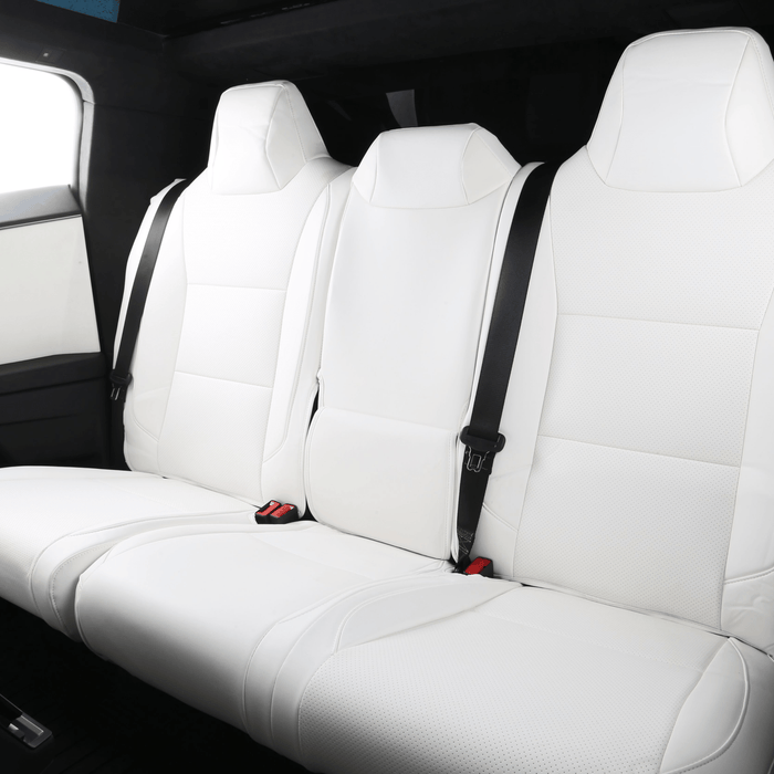 Tesla Cybertruck Seat Covers Leather Seat Protector Full Coverage(Black/White)
