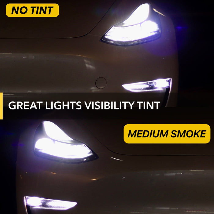 Headlights Smoke Tint PPF | Tesla Model 3 2017-2023, Model Y 2019-2025