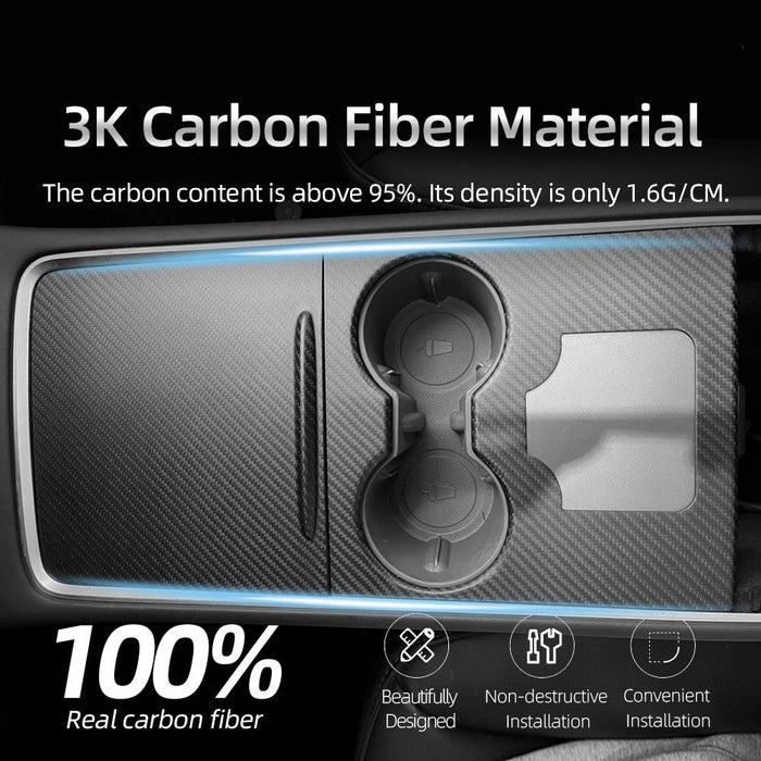 Tesla Model 3 / Y Center Console Wrap Cover  (Gen. 1 & 2 & 3) - Carbon Fiber Interior Mods