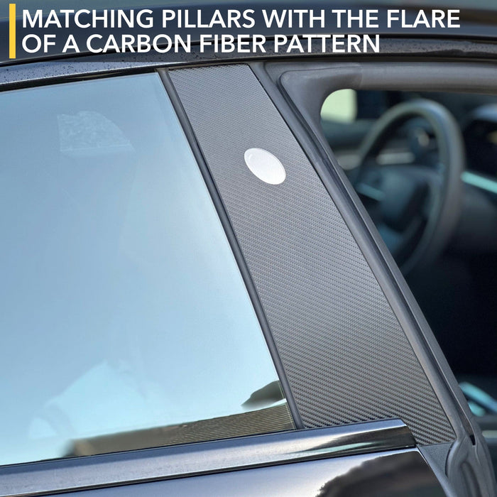 B Pillars Vinyl Wrap | Carbon Fiber Film Decal for Tesla Model S 2021-2026