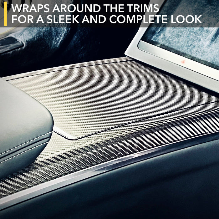 Interior Vinyl Wrap Kit | Plaid Style Black Carbon Fiber for Tesla Model S 2021-2026