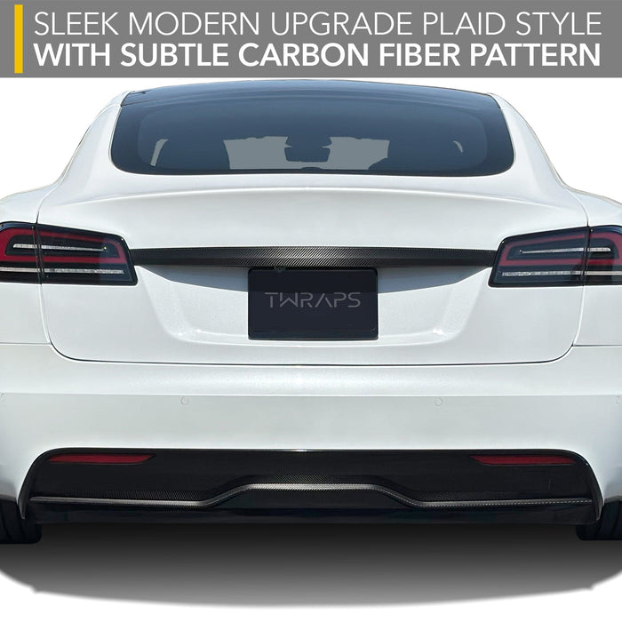 Rear Diffuser Lip Wrap | Carbon Fiber Decal for Tesla Model S 2021-2026
