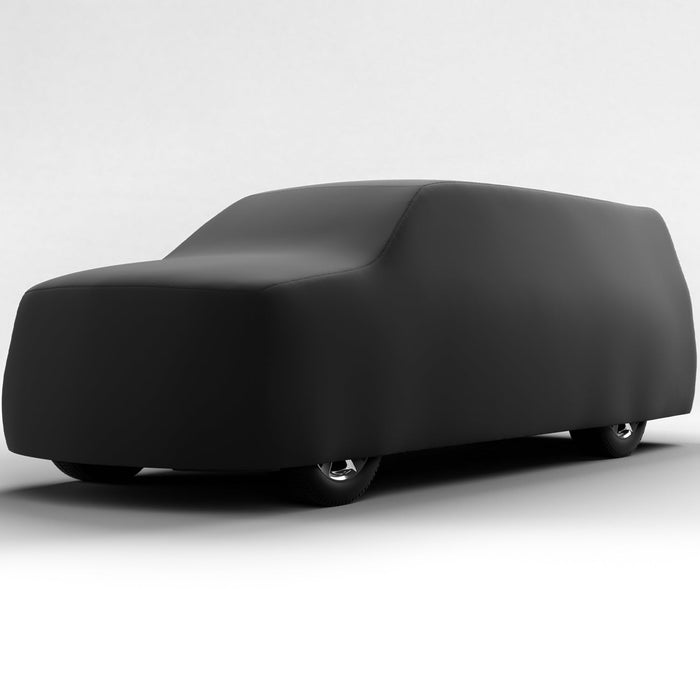 Black Satin BL - Black Car Cover for Rivian R1T 2024 Crew Cab Pickup 4.5 Feet Bed with Camper Shell