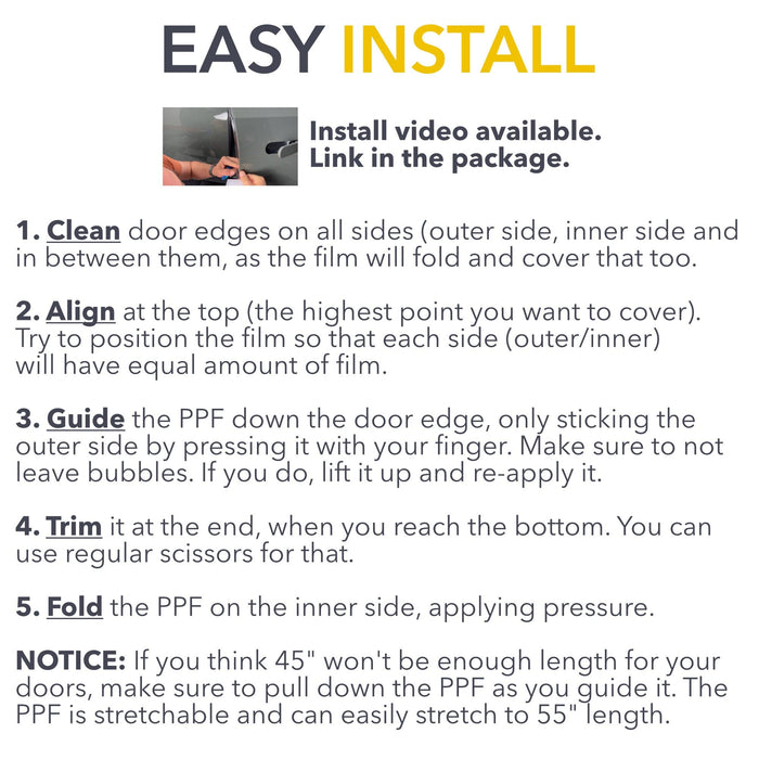 Door Edge Protector PPF | Clear 8mil Paint Protection Film Guard