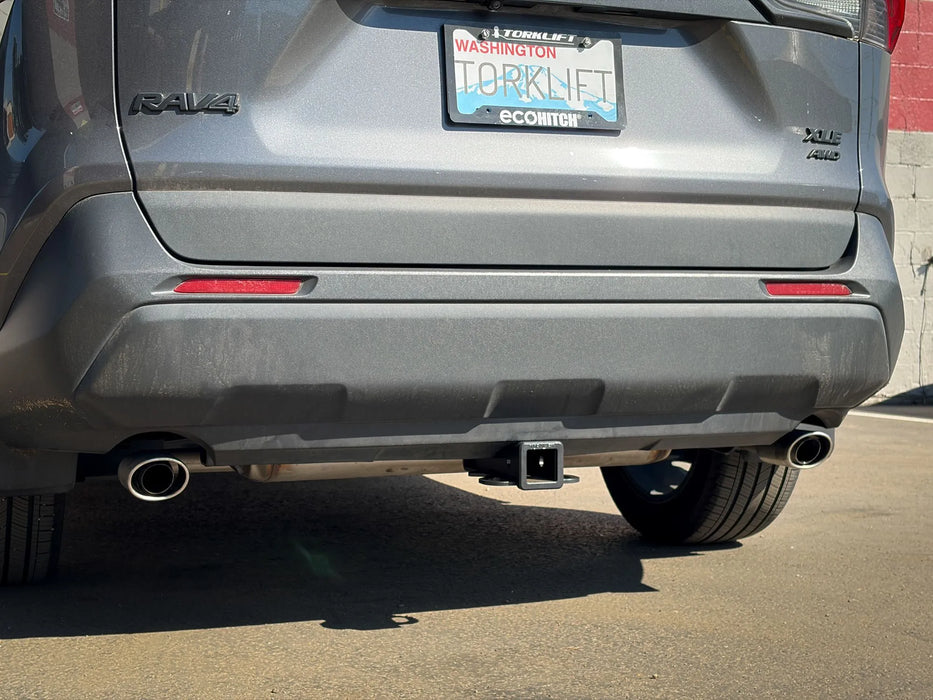 Toyota RAV4/Prime 2019-2025 EcoHitch Hidden Trailer Hitch | Stainless or Standard 2 inch Receiver + Optional Wiring Harness | 5,000 lb Tow
