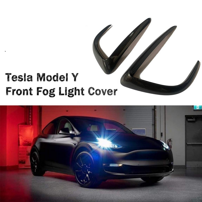 Front Fog Light Cover Trim [Black & Carbon Fiber] | Tesla Model Y (2020-2023)