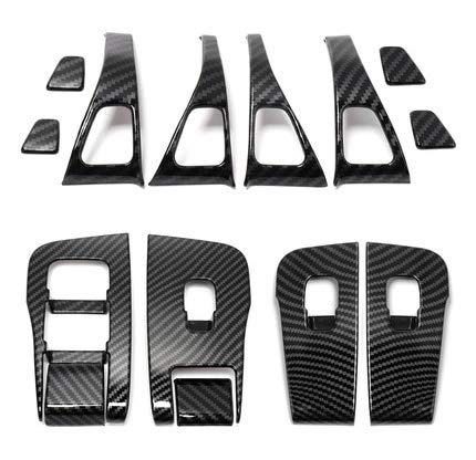 Trim Door Panel Decal (14 Pieces - Black Carbon FIber) | Tesla Model 3/Y - S3XY Models