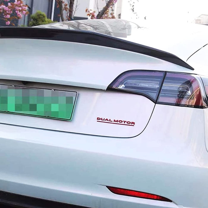 Tesla Model X S 3 Y Dual Motor Underlined 3D Letter Emblem (RED)