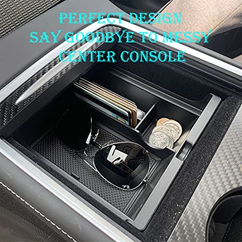 Xinyuan 2023 Tesla Model 3 Model Y Accessories Center Console Organizer Tray Armrest Hidden Cubby Drawer Storage Box ABS Material for Tidy Collection