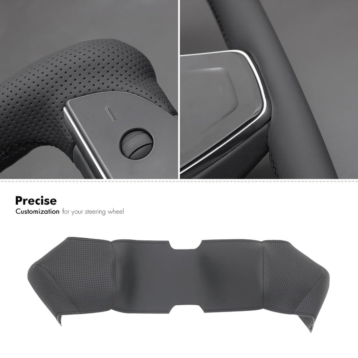 Tesla Hand-Stitched Leather Yoke Steering Wheel Cover | Tesla Model S Model X 2021 2022 2023 2024