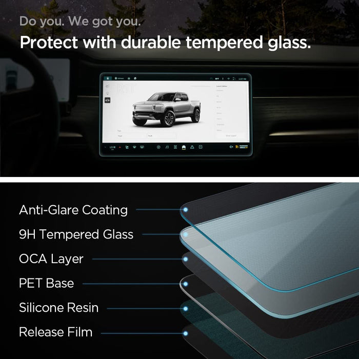Tempered Glass Screen Protector [GlasTR Slim] designed for Rivian R1T(2022/2023/2024), Rivian R1S(2022/2023/2024) 15.6 inch Dashboard Touchscreen - Matte/Anti Finger Print