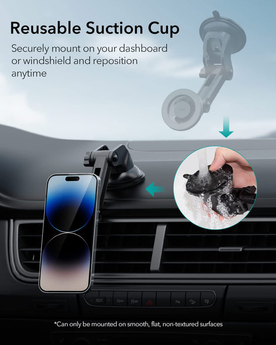 Tesla Dashboard Phone Mount, Compatible with MagSafe Car Mount, Windshield Car Mount Compatible with iPhone 14/14 Plus/14 Pro/14 Pro Max/13/12 Series, Charging Not Supported, Metallic Grey