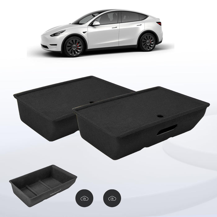 Under Seat Storage Box Organizer with Lid (2PCS) | Tesla Model Y 2020 2021 2022 2023 2024