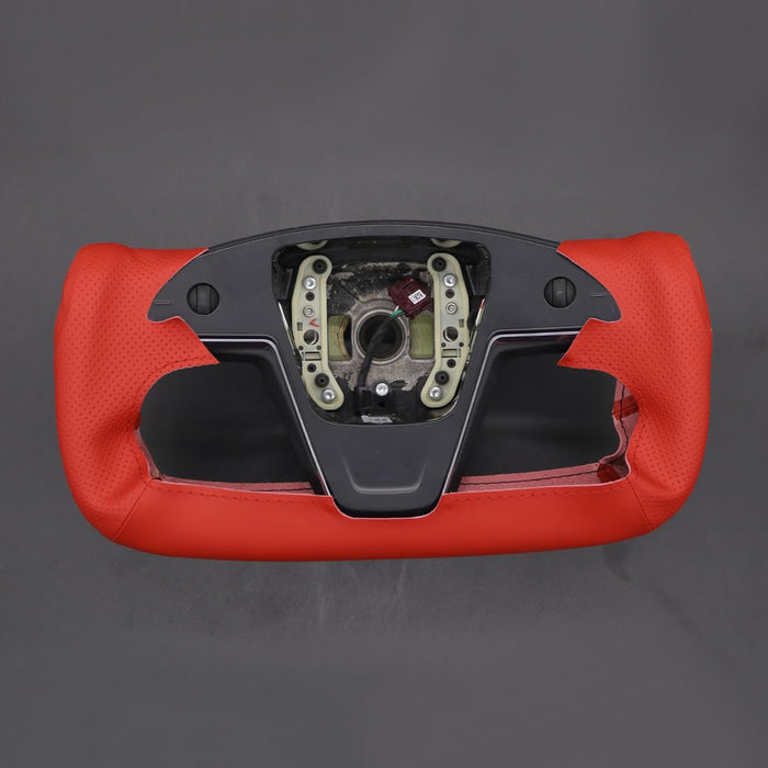 Tesla Hand-Stitched Leather Yoke Steering Wheel Cover | Tesla Model S Model X 2021 2022 2023 2024
