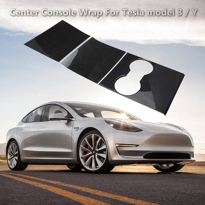 Glossy Center Console Carbon Fiber Cover | Tesla 2016-2020 Model 3 Model Y