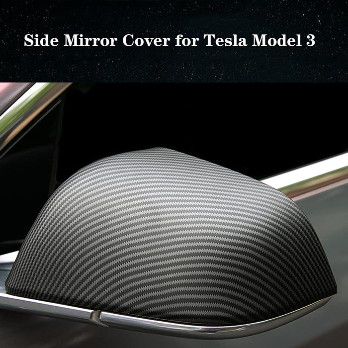 ABS Matte Black Carbon Fiber Mirrors Cap (Pack of 2) | Tesla Model 3 2017-2023