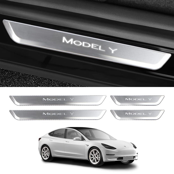 for Tesla Model Y 2020-2023 Black Rear Door Sill Protector PC