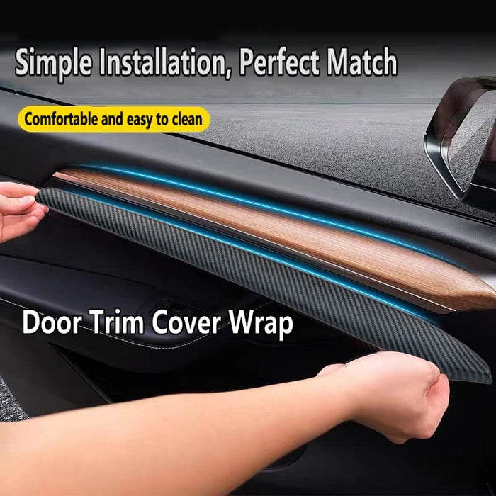 2021-2023 Tesla Model 3 Dashboard Cover Wrap & Inner Front Door Trim Panel Armrest Cover (Matte Carbon Fiber Pattern)