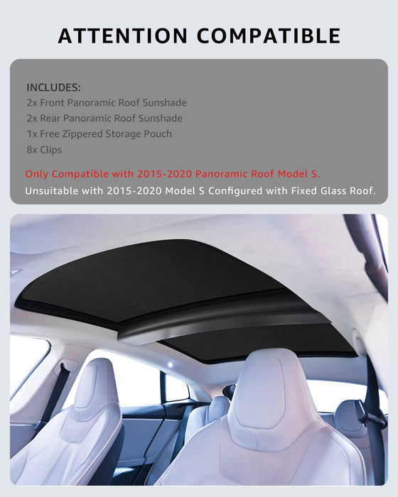 4PCS Tesla Model S Glass Roof Sunshade | Upgraded 2015-2020 Model S