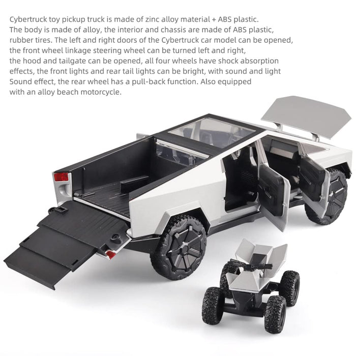 Cybertruck Die-cast Metal Model Car w/ 4-Wheel Quad