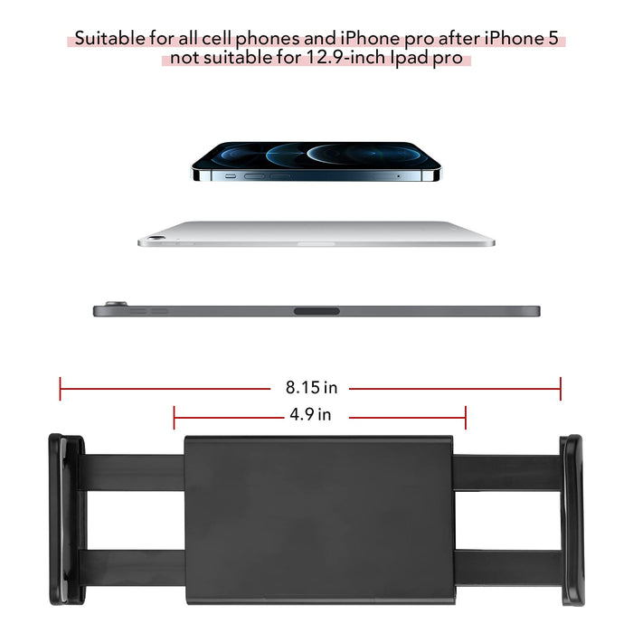 Tablet & Phone Holder, Rear Entertainment mount for iPad/iPhone | Tesla Model 3/Y, S/X LR/Plaid