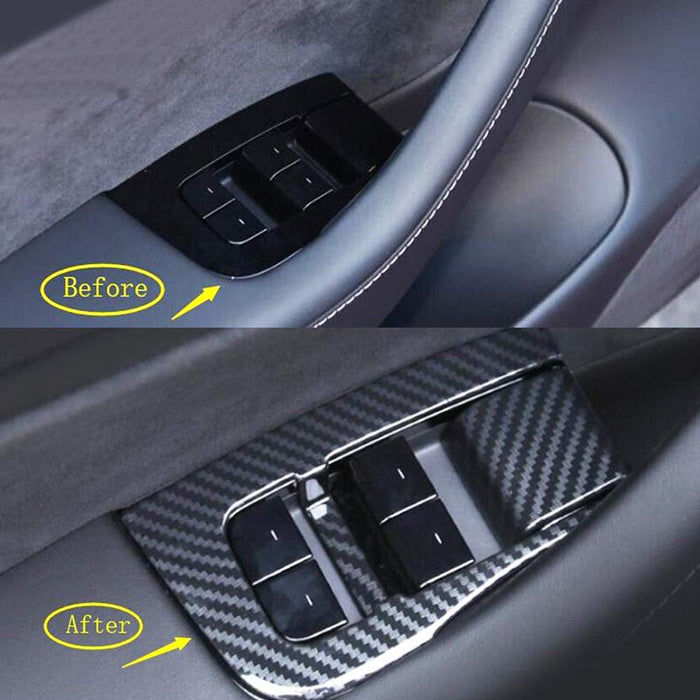 Carbon Fiber Window Switch Panel Trim | Tesla Model 3/Y - S3XY Models