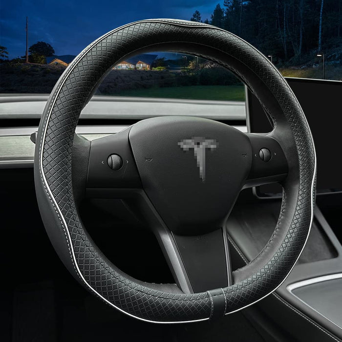 Nappa Leather Ultra-Thin Steering Wheel Cover with Non-Slip Design  | Tesla Model 3/Y 2017-2024