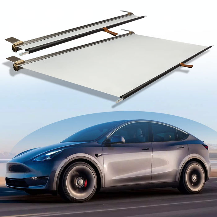 Tesla Model Y Sunshade - Retractable Sun Shade for Tesla Model Y - Tesla Skylight Sunshade Roof Covers Set of 2 - Shading and Heat Insulation (2019-2023)