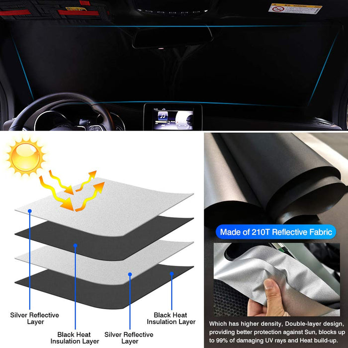 2016- 2023 Tesla Model X | Sunshade Window Sun Visor Protector Foldable Blocks UV Rays