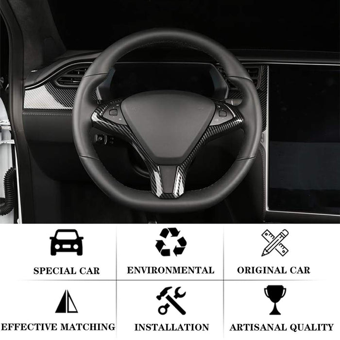 Interior Cup Holder Cover, Interior Car Door Trim, Dashboard, Rear Vent & Steering Wheel Trim (Carbon Fiber) | Tesla Model S Model X 2016-2020